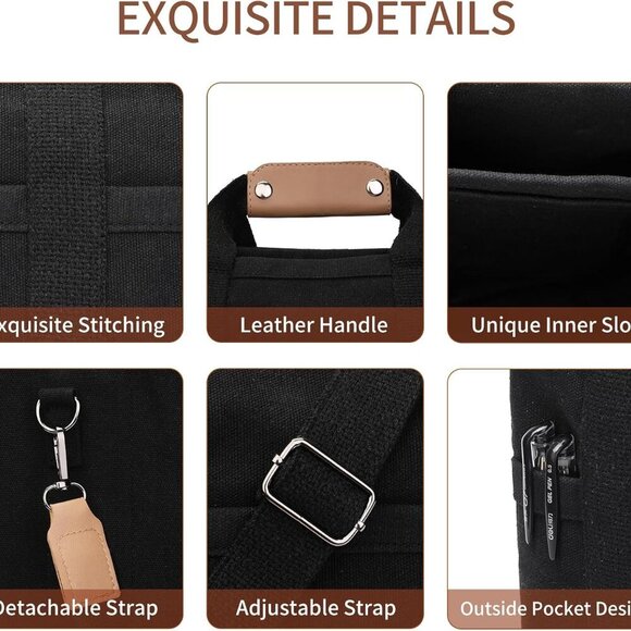 Canvas Tote Bag Women Large Multi Pockets Crossbody Shoulder Work Purse - Picture 5 of 6